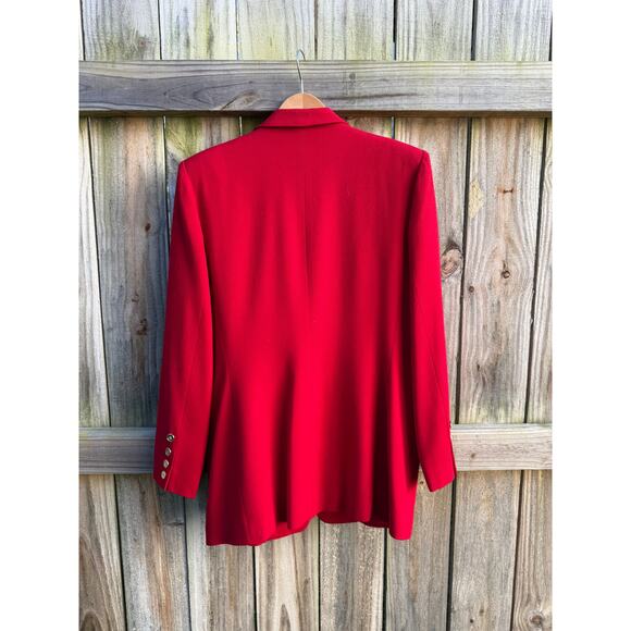 Vintage Scarlet Red Wool Power Blazer - Picture 9 of 10
